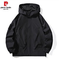 皮尔卡丹三防冲锋衣男女同款2026春季户外登山服情侣工装外套夹克 黑色 【男女同款】 XL