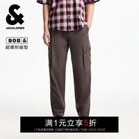 杰克·琼斯（JACK&JONES）男装潮酷出街百搭时尚宽侧兜廓形工装风纯色长裤牛仔裤225232031 E08深棕色 常规 32 175 W32/L32