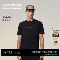 杰克·琼斯(JACK&JONES)【AT系列】男生夏季圆领常规百搭短袖新款简约T恤225301101 E40黑色 M (175)