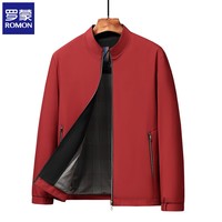 罗蒙(ROMON)立领夹克男2026春秋新新款商务休闲行政男士茄克衫爸爸装外套 红色 2XL (建议体重150-165斤)