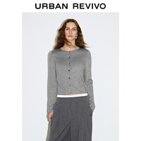 UR2025秋季新款女装气质卷边单排扣短款针织开衫UWM950091