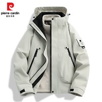 皮尔卡丹冲锋衣男女同款户外登山服旅行三合一可拆卸防风防水夹克外套款 米白色 【三合一】 XL