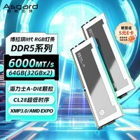 阿斯加特（Asgard）64GB(32GBx2) DDR5 6000 台式机内存条 博拉琪II代 RGB灯条 海力士A-die CL28 极地白