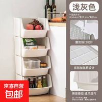 国货之光 厨房置物架阳台玩具储物收纳架家用多层蔬果落地层架 【一层】浅蓝色 34.4*27.5*21cm