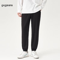 gxgjeans宽松束脚休闲裤2024年夏季黑色运动长裤子潮 黑色-1 XL (180)