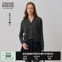 Teenie Weenie小熊女装2025春季新款简约慵懒假两件层次毛针织开衫空调衫 煤灰色 M (165)