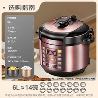 美的（Midea）智能电压力锅双胆 家用高压锅智能预约匀火速热压力锅全自动大容量高压电饭锅 【6升容量】双内胆YL60Simple101 6L