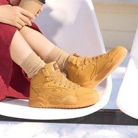 361°女鞋棉鞋加绒保暖加厚舒适革面防滑雪地靴百搭复古运动休闲鞋子女 羊皮纸色【加绒】 38