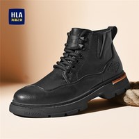 海澜之家（HLA）男鞋马丁靴男厚底男士靴子高帮鞋工装靴男 黑色 39