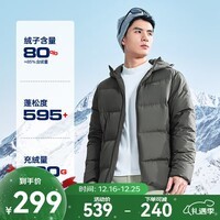 鸿星尔克（ERKE）驭光科技羽绒服男秋冬季新款保暖防寒户外休闲三防羽绒连 深烟绿 2XL