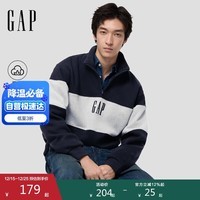 盖璞男女装2025秋季新款抓绒logo撞色半拉链立领宽松卫衣788678