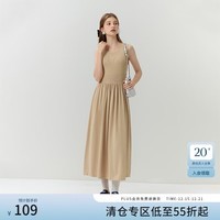 范思蓝恩23FS14060法式针织连衣裙女秋冬新款方领背心裙 浅卡其（无 袖） XS