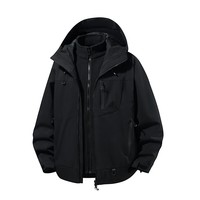 H 2000【达人推荐】防风防水三合一可脱卸内胆冲锋衣男女同款D5W12500 黑色 3XL 推荐180-200斤