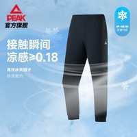 匹克（PEAK）速干运动裤女夏季新款宽松舒适冰丝束脚裤跑步梭织长裤女裤 黑色 L (170)