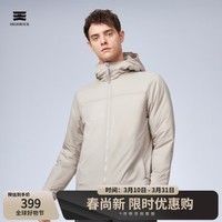 天石春秋3M新雪丽棉棉服男士外套短款连帽户外运动中间层薄夹克V160 岩石灰色 连帽款 S (165/88A)