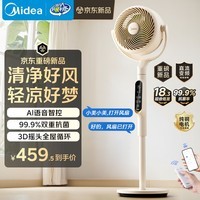 美的(Midea)【幸运草安睡2ProMax】家用空气循环扇/直流变频轻音小型电风扇/净化落地扇 智能语音遥控3D摇头