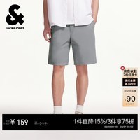 杰克·琼斯(JACK&JONES)男装刺绣logo舒适百搭潮时尚简约纯色个性休闲基础短裤225215039 E00霜灰色 S (170)