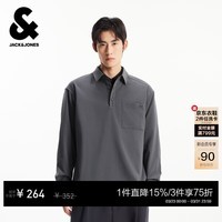 杰克·琼斯(JACK&JONES)男装士衬衫时尚百搭出街简约纯色翻领宽松休闲长袖上衣225305023 铁灰色Gray Pinstripe 常规 L