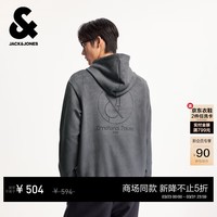 杰克·琼斯（JACK&JONES）26年男装春季卫衣柔软仿麂皮绒宽松抽绳连帽立体字母226133028 E02铁灰色 XL （185）