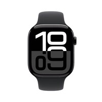 Apple/苹果 Watch Series 10 智能手表GPS款46毫米亮黑色铝金属表壳黑色运动型硅胶表带M/L MX273CH/B