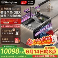西屋集成水槽洗碗机气爆洗超声波果蔬清洗家用双层嵌入式碗柜14套洗碗机一体机 JCX-E8L 900mm双槽+垃圾处理器 可选左右洗碗机