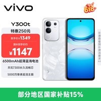 vivo Y300t 8GB+256GB 岩白 国家补贴 6500mAh超薄蓝海电池 天玑7300长久流畅芯 全功能NFC AI手机