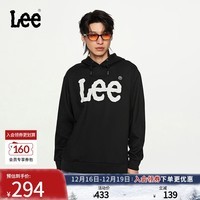 Lee商场同款经典色舒适版型logo男连帽长袖卫衣休闲潮流LMT00677 黑色 M