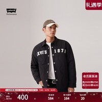 Levi\'s李维斯情侣同款字母印花翻领宽松美式复古休闲时尚夹棉外套 黑色 XL