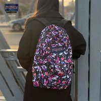 JANSPORT杰斯伯双肩包女包男运动休闲背包学生书包 4QUT74W-万花筒/泼墨花-水杯侧袋