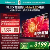 海信电视小墨E5Q Pro 55英寸 520分区U+Mini LED 信芯芯片 消眩光倒影柔光防眩屏 288Hz高刷 国家补贴 55英寸