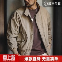 马登工装美式复古哈灵顿G9立领夹克男轻户外阿美咔叽男士休闲外套春 浅卡其色 【版型宽松/衣服男装/简约休闲外套】 M
