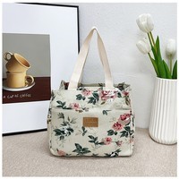 （0.01）帆布新款手提便当包大容量上班饭盒袋可爱卡通印花加厚铝 款二