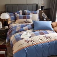 加厚纯棉磨毛四件套秋冬季全棉斜纹床单被套床上用品1.8m 绅士 1.8床 床单款 （被套200*230cm）