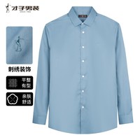 才子（TRIES）【明星同款】男士商务休闲长袖衬衫易打理纯色百搭职场白衬衣 浅豆绿色 L 39(170/88A)