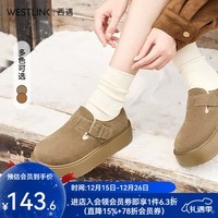 西遇勃肯鞋厚底加绒女2025新款冬季全包毛毛博肯鞋外穿保暖棉鞋子 卡色 预售25天 35