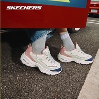斯凯奇（Skechers）奶茶熊1代丨秋冬女鞋运动鞋缤纷撞色新款复古增高老爹鞋休闲鞋潮 白桃冰淇淋/NTPK 35