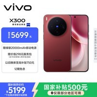 vivo X300 16GB+512GB 好运红 蔡司2亿超级主摄 蔡司APO超级长焦 5年持久流畅OriginOS 6 拍照 AI手机