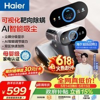 海尔（Haier）【母婴级】世家可视化AI调节智慧眼除螨仪床宝床上吸尘器高温杀菌除螨除尘除宠物毛发礼物送礼CS1S