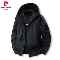 皮尔卡丹冲锋衣男女2025春季户外运动外套保暖防寒登山服 黑色 3XL