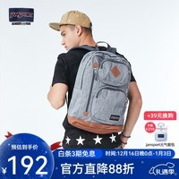 JANSPORT杰斯伯双肩包女学生男包皮革底休闲背包书包  T13Y0LR 条纹灰