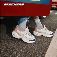 斯凯奇(Skechers)奶茶熊1代丨秋冬女鞋运动鞋缤纷撞色新款复古增高老爹鞋休闲鞋潮 白桃冰淇淋/NTPK 35