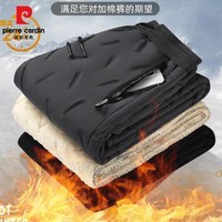 皮尔卡丹（pierre cardin）2025冬季羊羔绒加绒休闲裤男士直筒长裤加肥加大码保暖运动男裤 黑色 【直筒单件】 XL 【尺码偏小】