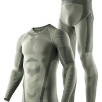 南恩专业滑雪速干衣保暖内衣滑雪服打底男女秋冬压缩速干衣裤套装 军绿【男款】 L
