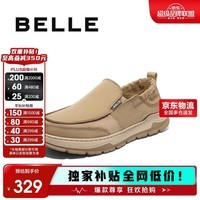 百丽透气休闲布鞋男25款夏一脚蹬懒人鞋A2095BM5 杏色 41