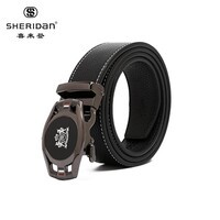 喜来登（SHERIDAN）男士腰带 头层牛皮 中年青年腰带情人节商务裤带父亲节礼物 黑色