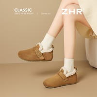 ZHR加绒勃肯鞋女冬季新款百搭棉鞋女爆款毛毛短靴复古保暖雪地靴女鞋 驼色 37