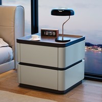 可芝（KERZY）密码锁床头柜现代简约实木家用卧室意式极简收纳柜高级感床边柜子 经典款 奶咖色40x40x50cm