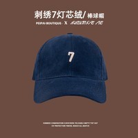 秋冬帽子女简约刺绣灯芯绒棒球帽韩版百搭显脸小鸭舌帽大头围帽子 C3392刺绣7灯芯绒棒球帽常规款藏蓝色 可调节