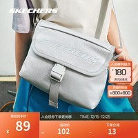 斯凯奇（Skechers）小型邮差包2025新款单肩斜挎包休闲防泼水通勤百搭 月球灰/00MV 均码