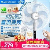 艾美特(AIRMATE)16寸五叶直流落地扇家用电风扇大风量机械立式落地扇轻音节能柔风定时风扇落地式风扇 FS40-RD120